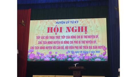 Hội nghị tiếp xúc, đối thoại trực tiếp của đồng chí Bí thư Huyện uỷ, Chủ tịch Hội đồng nhân dân huyện và đồng chí Phó Bí thư Huyện ủy, Chủ tịch UBND huyện với cán bộ, hội viên phụ nữ trên địa bàn huyện